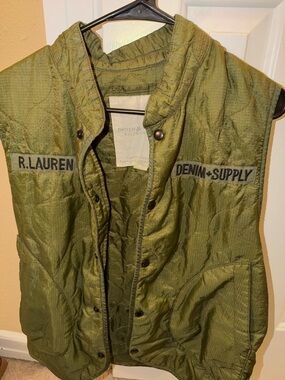 Ralph Lauren Olive Green Quilted Utility Vest
